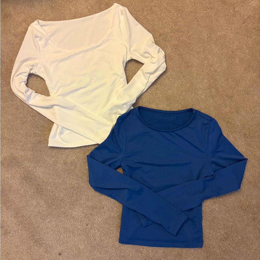 SHEIN Long Sleeve Tops - White and Blue